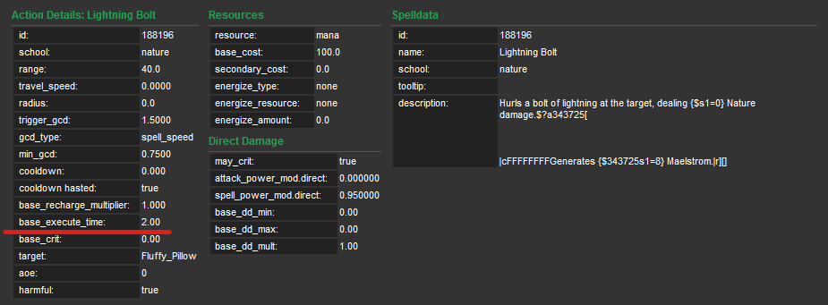 Fixed Lightning Bolt casttime in SimulationCraft